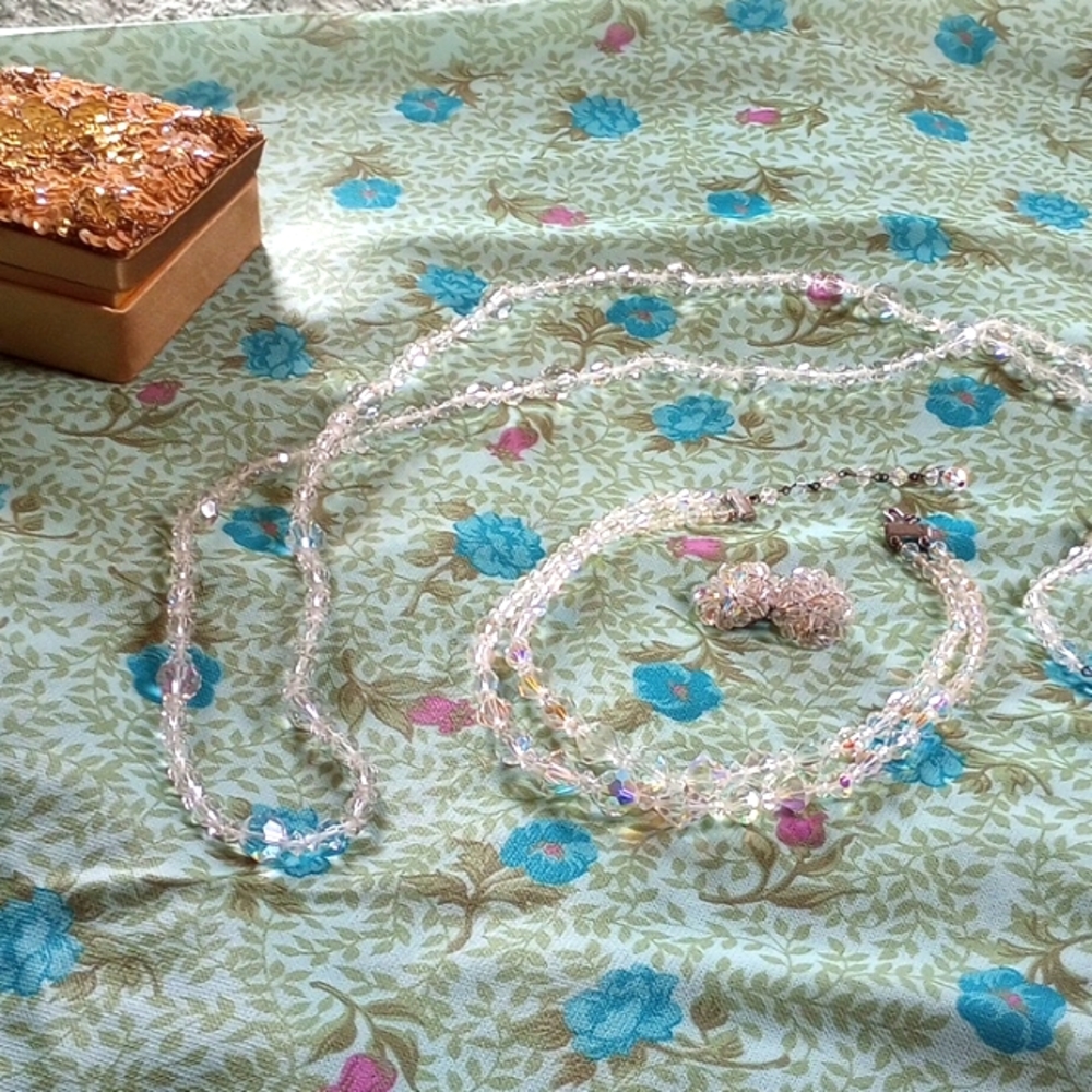 Granny's Bling Bling (2 Necklaces & one set of earrings) & jewelry box!